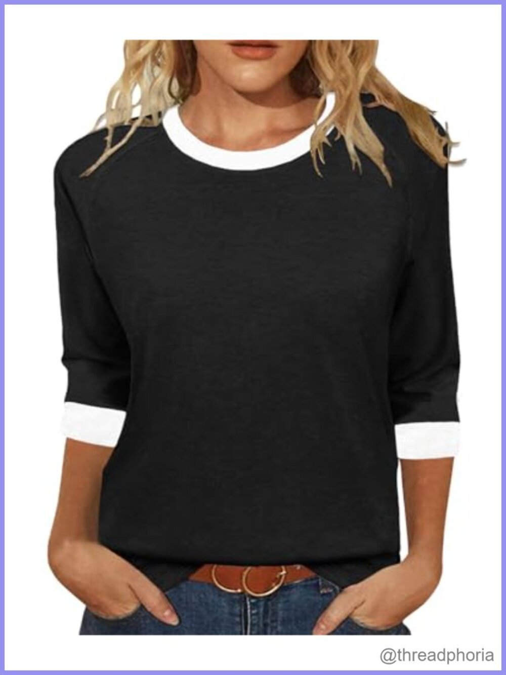 JomeDesign Womens Casual 3/4 Sleeve Tunic Blouse Round Neck